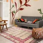 Tapis rose motifs rectangle