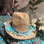 Chapeau de paille turquoise